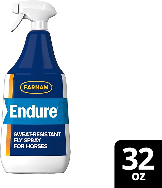 Farnam Endure Sweat-Resistant Fly Spray for Horses, Lasts Up to 14 Days, Protects Against Flies, Gnats, Mosquitoes, Ticks & Lice, 32 oz.