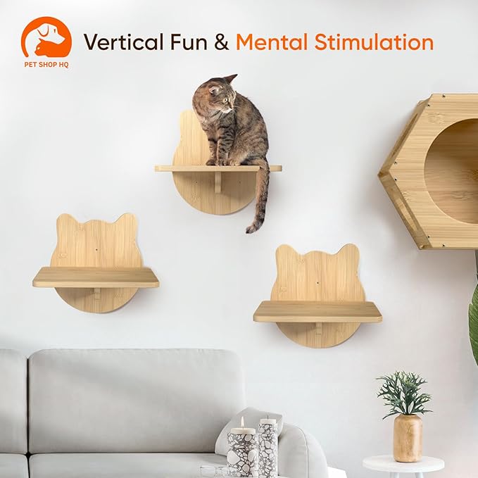 Wall-Mounted Cat Furniture for Climbing - Indoor Wooden Floating Shelves, Perches, Hammock, Bed, Bridges, Walkways - Different Models