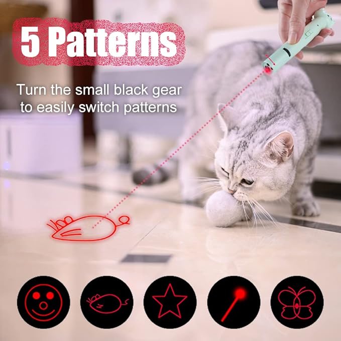 PARTSPOWER Laser Pointer Interative Cat Toy for Cats to Chase, Rechargeable Red Laser Light Pointer Exercises Training Tool for Kittens Cats Dogs (Purple)