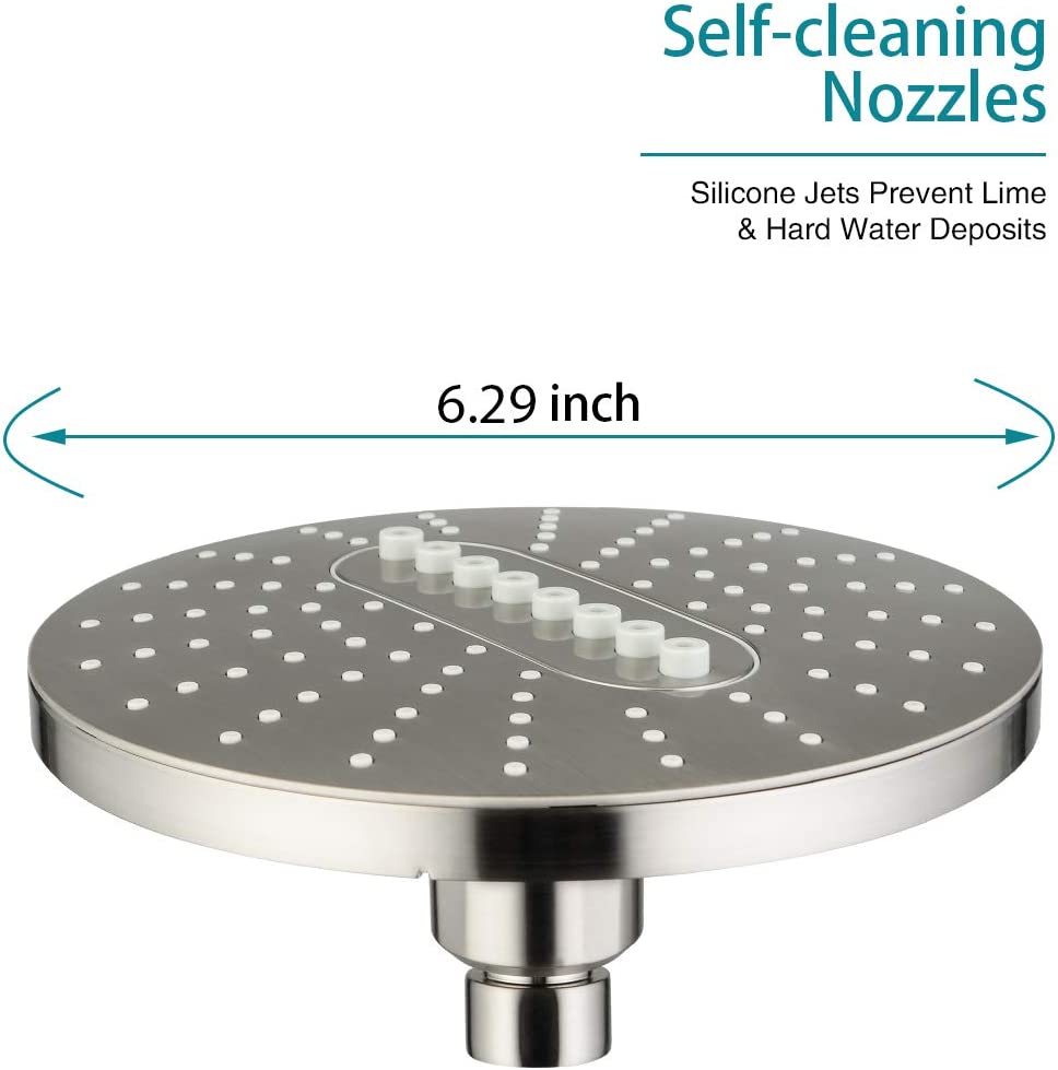 6.3" 2-Spray Rainfall Shower Head with Adjustable Angles