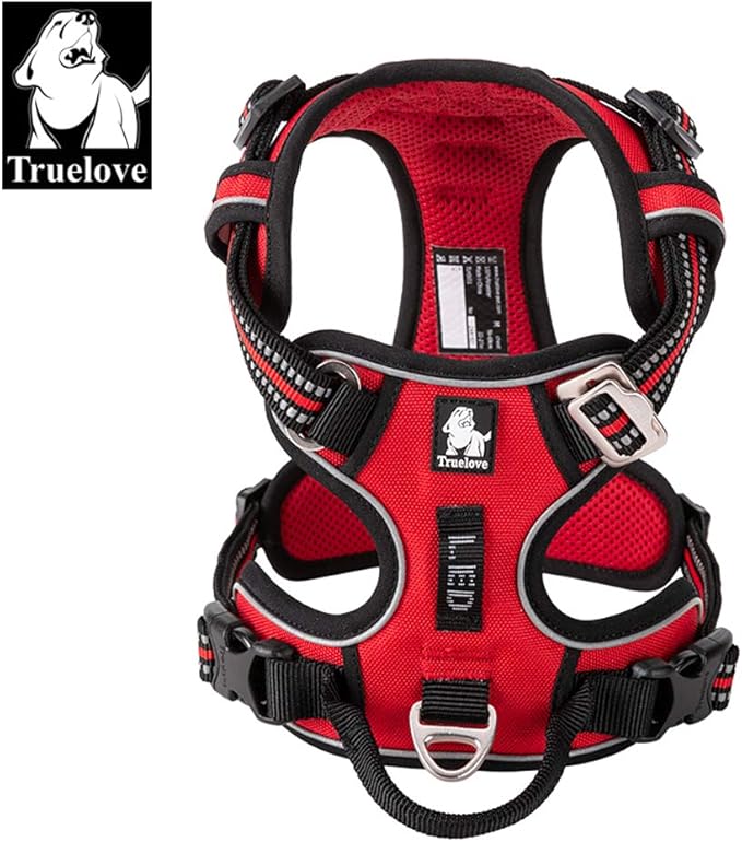 TRUE LOVE Dog Harness No Pull Nylon Reflective Pet Harness Adjustable Comfortable Control Step-in Brilliant Colors Truelove TLH56512 Red