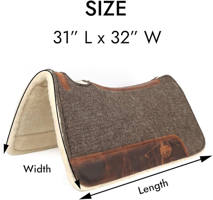BLACK HOOF Steam Pressed Merino Wool Felt Contoured Pad with Heavy Saddle Grade 100% Woolen Fleece Bottom 1 Inch Thick