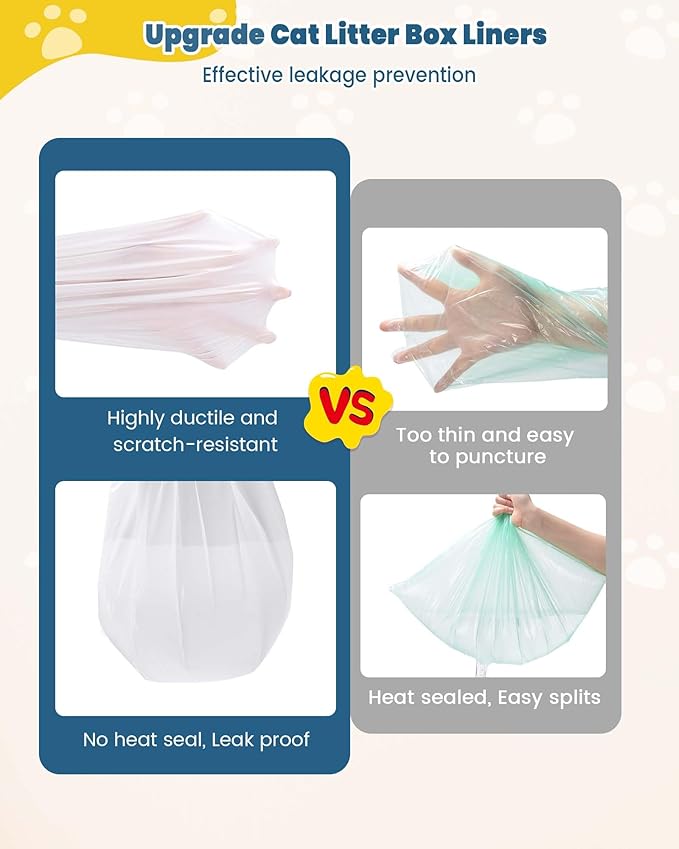 KONE Cat Litter Bags for Robot 3/4, 2 mil Thickened Drawstring Waste Drawer Liners Compatible with Most Self-cleaning Automatic Boxes - 57 Count Pet Kitten Poop Disposable Replacement Bag, 5-9 Gal
