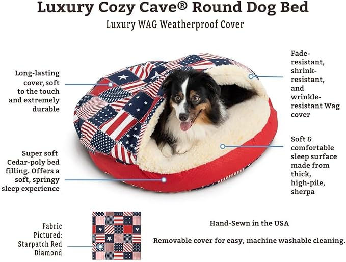 Snoozer Luxury Cozy Cave Pet Bed, Wag Collection, Large - Pedigree Storm
