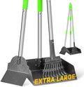 TOOGE Larger Pooper Scooper, Dog Pooper Scooper for Large Medium Small Dogs Heavy Duty Long Handle Metal Tray Rake Shovel Set for Yard Grass