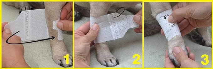 Basic Leg Bandages for Dogs, Cats, Pets -First- aid Non Adhesive Fur Friendly, Soft Stretch Wound Care, hot Spots, Fungus, Adjustable Fastening Strap Value Pack (2XS/XS 12-Pack)