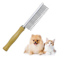 Wooden Handle Grooming Comb for Dogs Cats Pet（Multitooth）