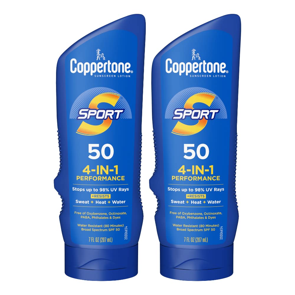 Coppertone Sport Sunscreen Lotion, Broad Spectrum SPF 50 Sunscreen Multi Pack, 7 Fl Oz, Pack of 2