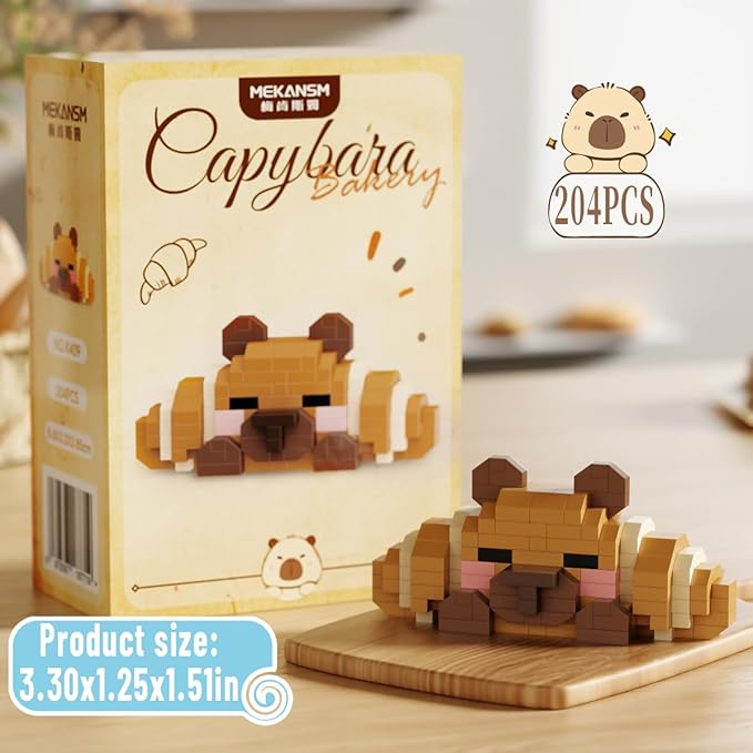 Croissant Cute Capybara Baking Bread Series Mini Building Toy Kawaii Animals Set Micro Adorable Pet Buildings Small Bricks Gifts Toys