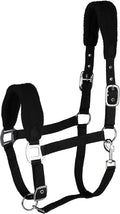 HORZE Kiel Adjustable Horse Halter with Fleece Padding - Black - Warmblood