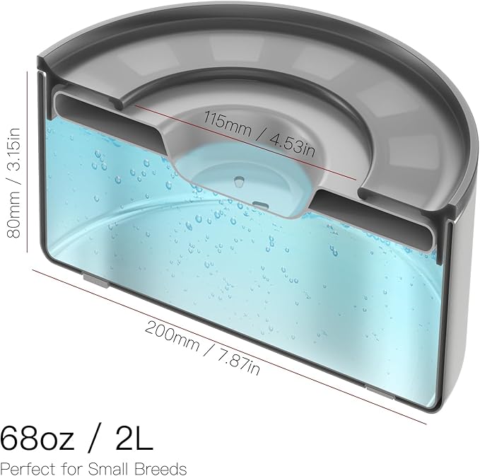 2L No Spill Water Bowl for Dogs, Double-Wall Stainless Steel with Splash-Proof Paws Lid and Floating Disk, Non-Slip Base, Easy to Clean Slow Water Feeder for Small Medium Dogs