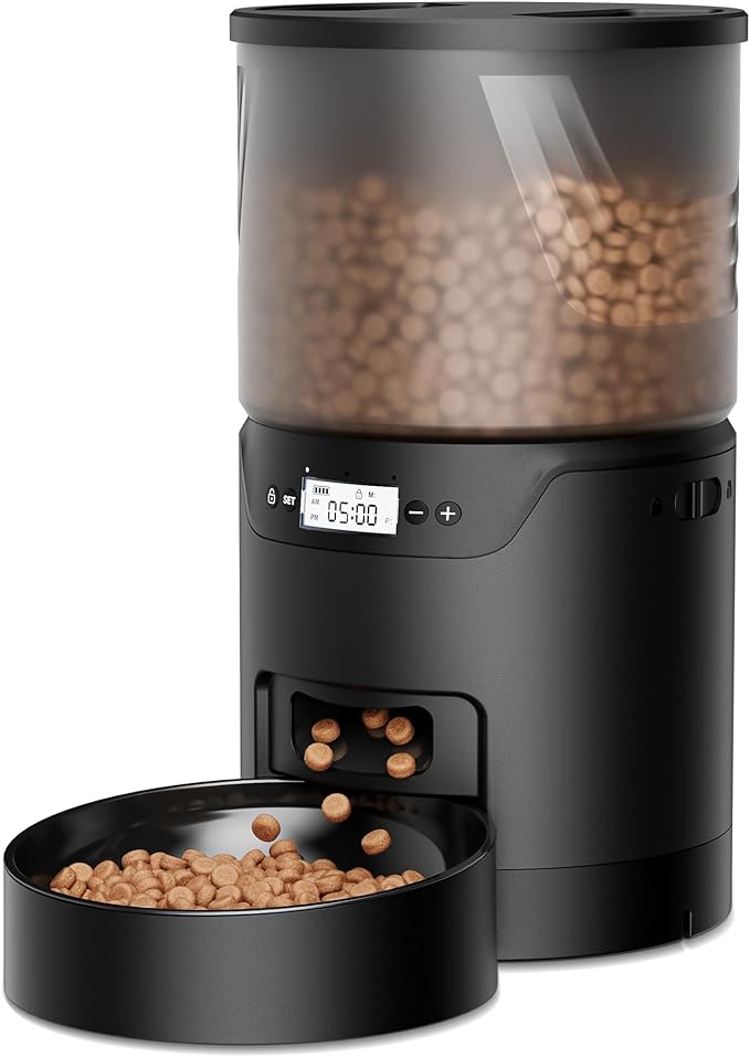 Automatic Cat Feeder: 3L Auto Food Dispenser with Timed Feeding| 6 Meal Programmable& 1-20 Portion Precise Control- Easy to Clean & Setup for Cat Indoor| Desiccant Bag Keep Food Fresh