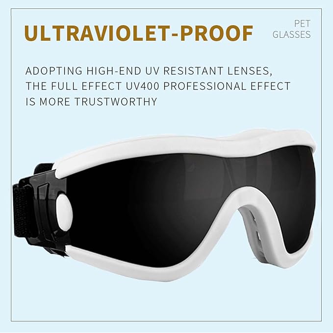 Medium Dog Sunglasses with Adjustable Strap UV Protection, Winproof Puppy Sunglasses, Suitable for Dogs Eyes Protection，Soft Dog Goggles
