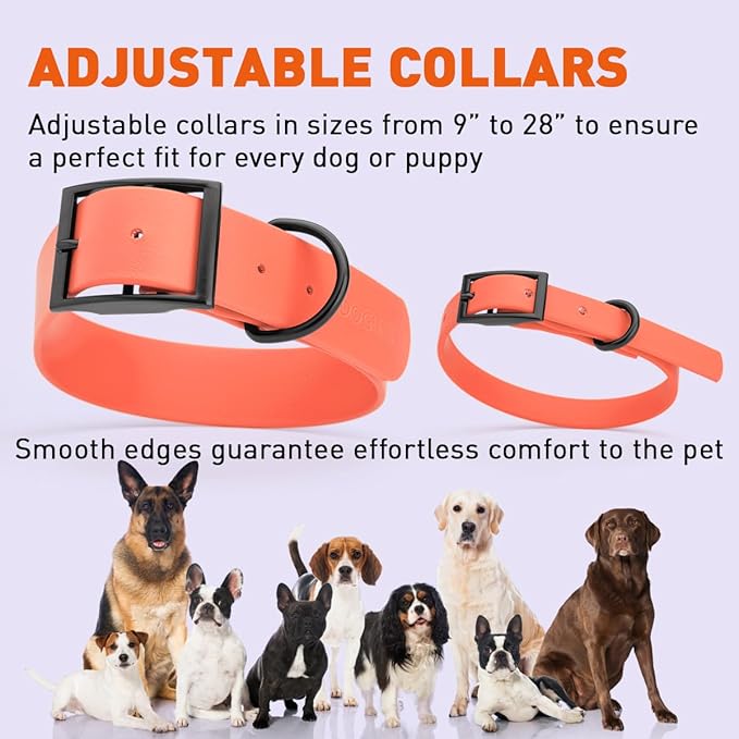 Dogline Biothane Waterproof Dog Collar Strong Coated Nylon Webbing with Black Hardware Odor- Proof for Easy Care Easy to Clean High Performance Fits Small Medium or Large Dogs, Coral