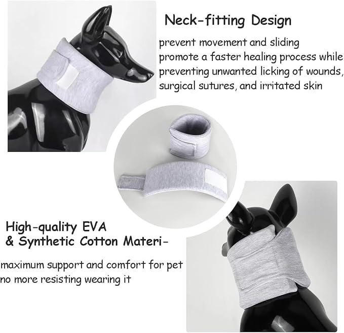 MANON ROSA Cat Neck Brace Elizabethan Collar for Pet After Surgery Recovery Adjustable Breathable Neck Cervical Cone for Small Medium Dogs Puppies Kittens with Spinal IVDD Issues (M 5.9-12.6",Grey)