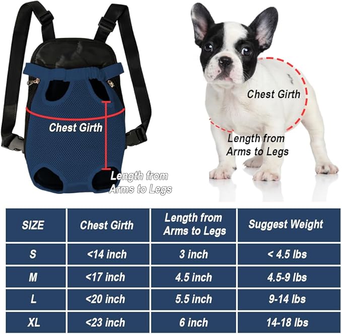 FEimaX Dog Carrier Backpack Pet Legs Out Front Cat Travel Bag, Adjustable Puppy Backpacks Carriers Hands-Free for Small Medium Dogs Cats Hiking Traveling Camping Daily Walking (X-Large, Navy)