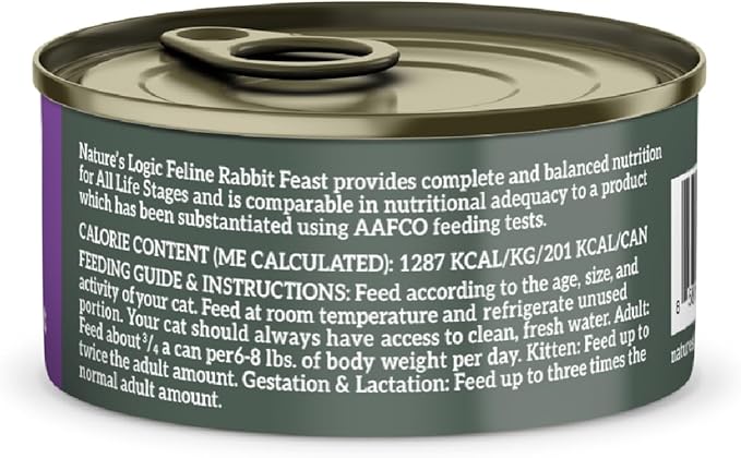 Natures Logic NL00106 Rabbit Feast Canned Feline Food, One Size