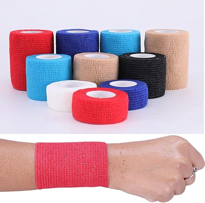 6 Pack 3" x 5 Yards Self Adhesive Bandage Wrap Breathable Cohesive Vet Wrap for Pets, Elastic Self-Adherent Tape for Sports, Wrist, Ankle (Mixed Colors)