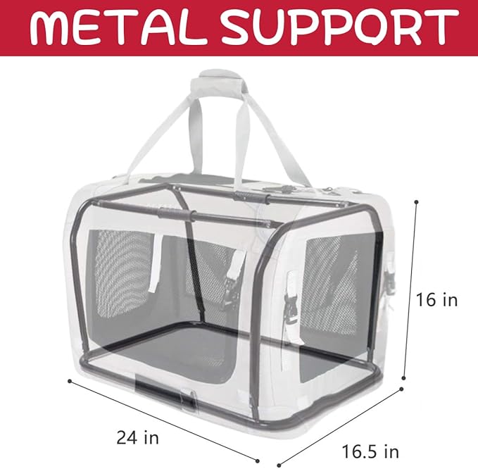 Extra Large Cat Carrier Soft Sided, Portable Small Dog Carrier for 2 Cats, 24"x16.5"x16" Car Travel Folding Comfortable Design, Red