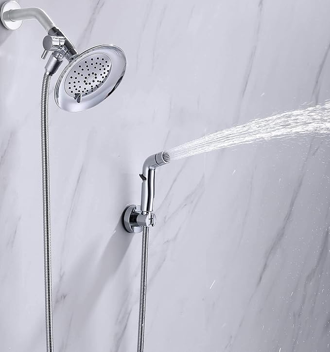 G-Promise Dog Shower Sprayer Attachment for Fast and Clean Pet Showering, Multifunctional Shower, Metal Diverter, 78 Inch Extra Long Hose, No Drill Hook, Dog Washing-Bathingroom (Chrome)