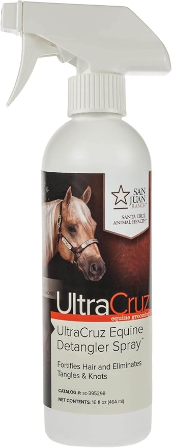 UltraCruz Equine Bright White Horse Shampoo & Conditioner Bundle, 32 oz Each with 16 oz Detangler