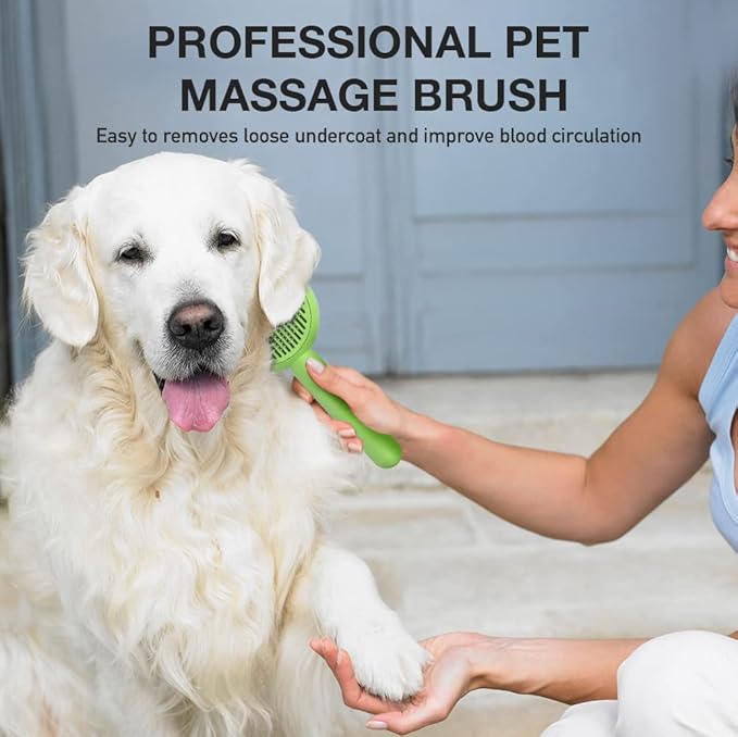 Self-Cleaning Dog & Cat Slicker Brush, Skin Friendly Deshedding Grooming Tool for Long or Short Haired Dogs Cats Rabbits, Dog Shedding Brush with Release Button - Frog