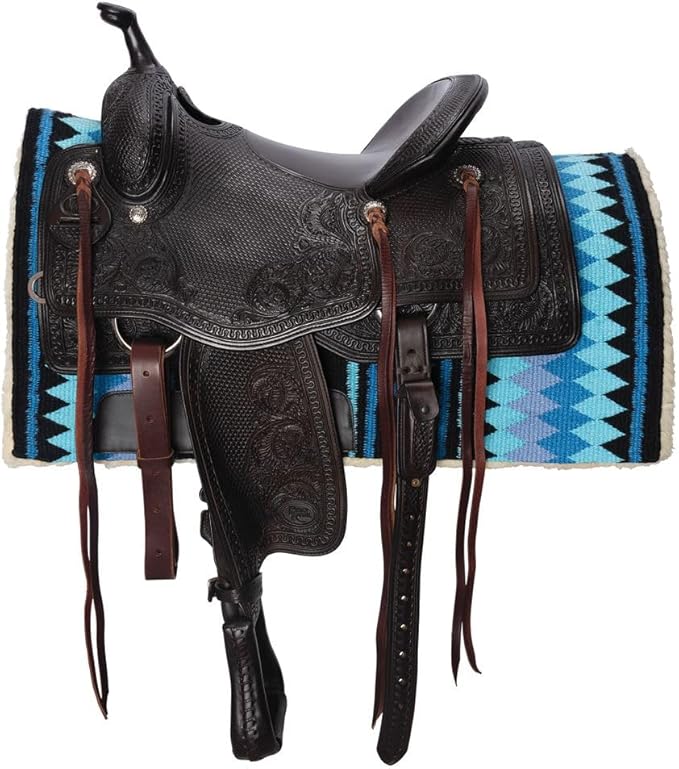 Fleece Bottom Contoured Saddle Pad - 34" x 40" | New Zealand Wool Top | 3/4" Felt Core | Contoured Fit | Hypoallergenic Fleece Lining | Weighs 8 lbs