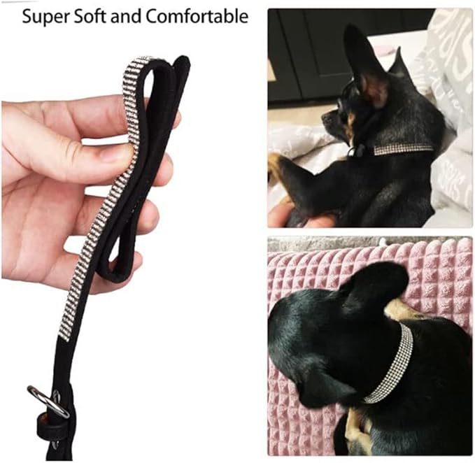 Rhinestone Dog Collar for Small Dogs, Bling Diamond Fancy Crystal Glitter Pretty Jewel Pet Puppy Collars for XXS XS Small Medium Large Breed Girl Dogs Female Cats Kitten, Teal XL