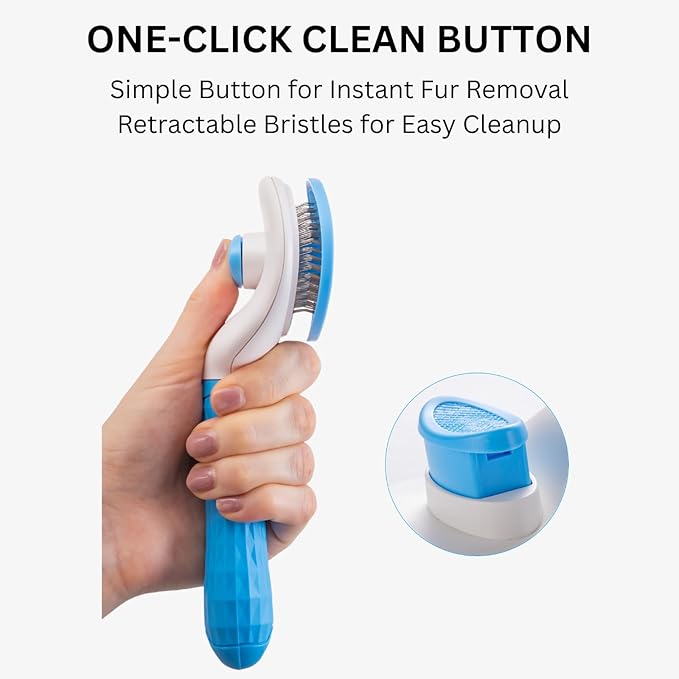 AIXINPET Cat & Dog Self Cleaning Slicker Brush - Easy to Remove Loose Fur, Harmless Deshedding Grooming Tool, Massaging Function - Suitable for Shedding & Furry Pets, like Rabbits and Ferrets