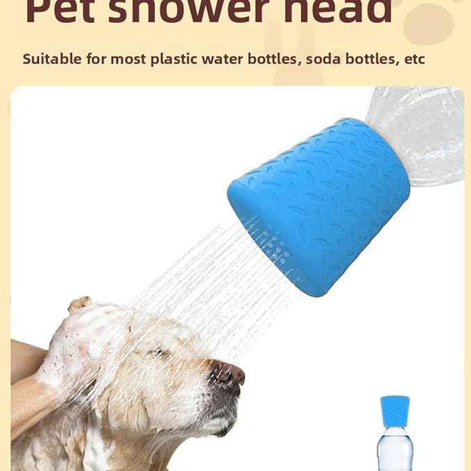 Portable Outdoor Shower for Dogs Bottle Attachment Outdoor Sprayer Accessory for Most Plastic Water Bottles for Bathing Pets During Outdoor Activities, Hiking and Camping. (Blue)