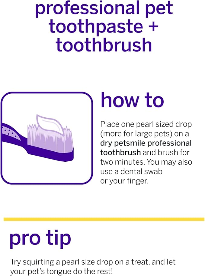 Petsmile Professional Pet Teeth Brushing Kit for Cats & Dogs - Only VOHC Accepted Toothpaste & Patented Toothbrush - Proven to Control Plaque & Tartar Calprox Formula (London Broil, 2.5 Oz)
