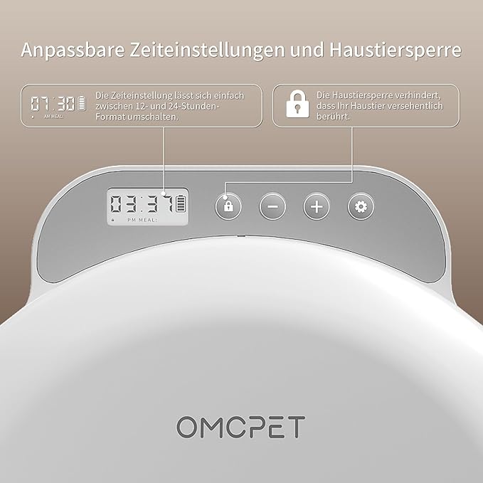 Automatic Cat Feeder Wet Food, Whisker-Friendly Automatic Cat Food Dispenser True 4-Meal Design with Locking Lid, Smart Timer Feeder for Wet Cat/Dog ，2-Ice Packs, Easy to Clean (White-1)
