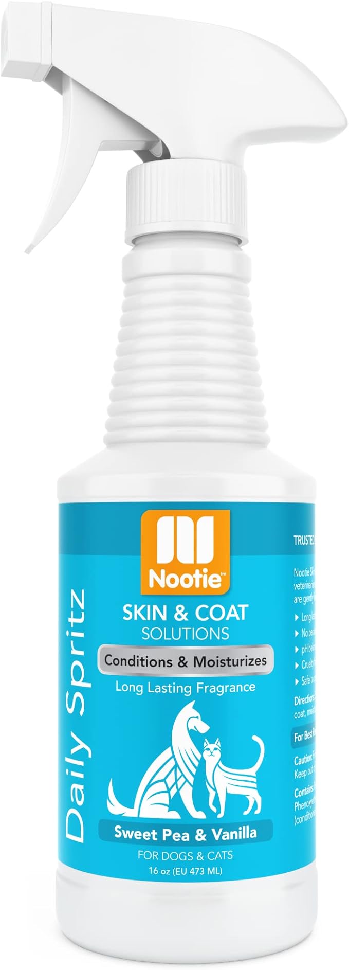 Nootie Sweet Pea Vanilla Daily Spritz for Dogs and Cats - Conditions and Moisturizes Fur, Long Lasting Pet Spray - 16oz