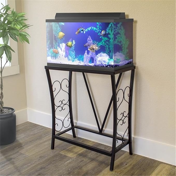 Contemporary 20 Gallon Metal Aquarium Stand in Black