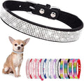 Small Dog Collar with Rhinestone Crystal Diamond Colorful Bling Girl Cat Collars Black XS