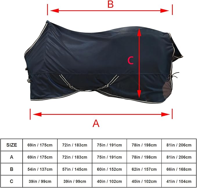 BARN & STABLE Breathable and Tear-Resistant Horse Fly Sheet with UV Protection Equine Summer Sheet Horse Fly Blanket with Removable Web Leg Straps