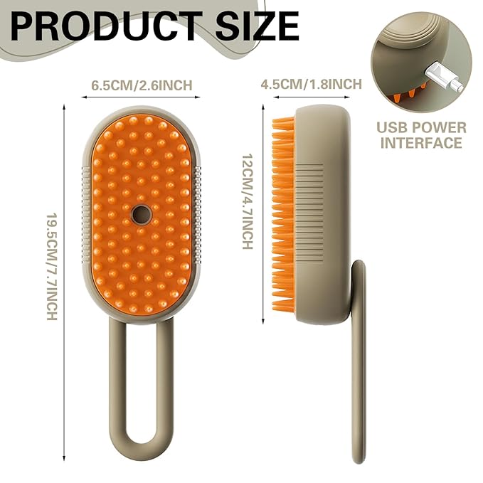 Steamy Pet Brush - Convenient Hair Removal, Easy Collection, Massage Function - Ideal Steam Brush for Cats! (White)1