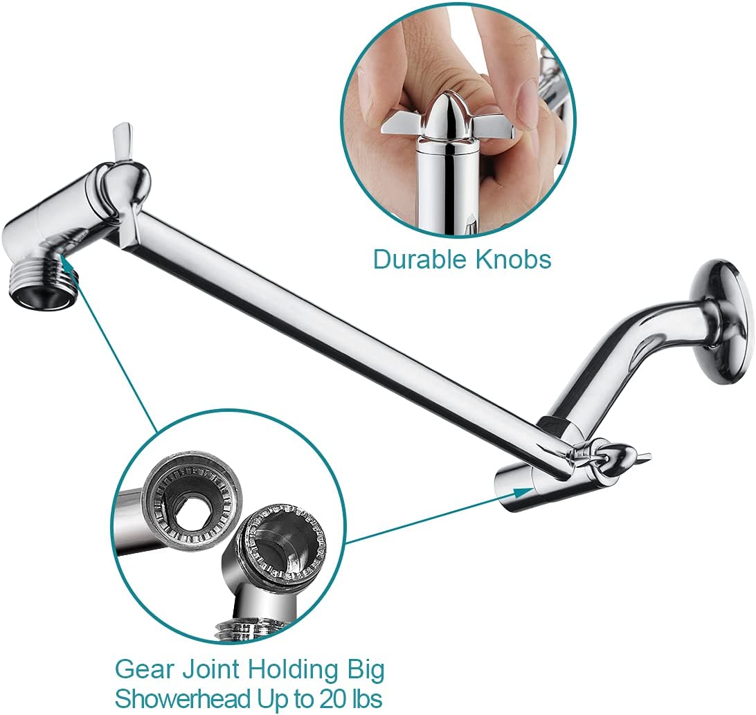 8 Inch Square Rainfall Showerhead with 10 Inch Adjustable Extension Arm