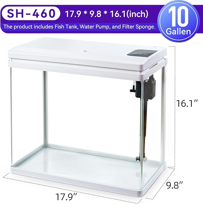 Beginner Betta Fish Tank Aquarium kit Intelligent Timed Shutdown, Seven LED Lights, Adjustable Brightness, High-Transparency Glass, Efficient Filtration Gallon (10 Gallon)