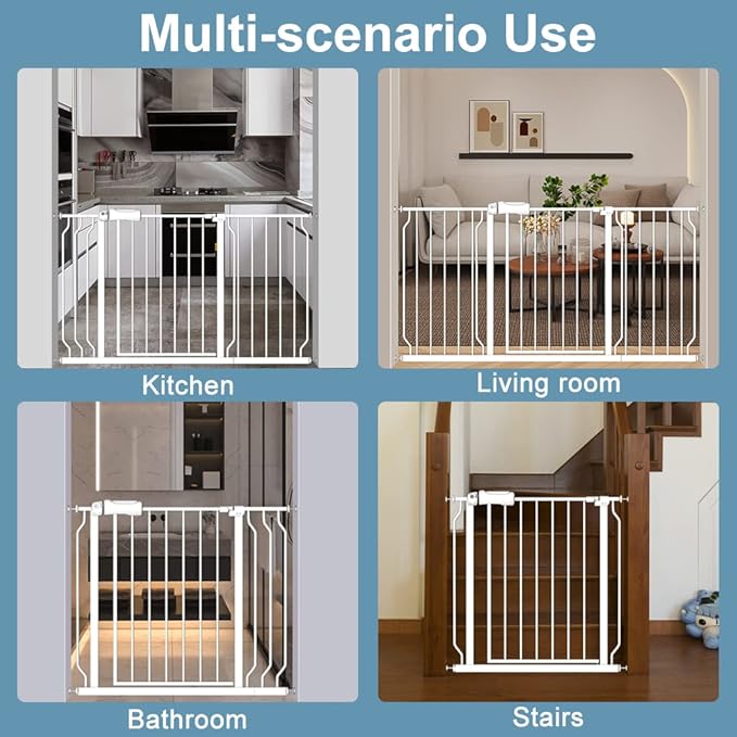 Extra Wide Baby Gate 14.17in Wide Extensions Walk Through Baby Gate Pressure Mount Auto Close Child Safety Gates (White, Extension-14.17"/36cm)