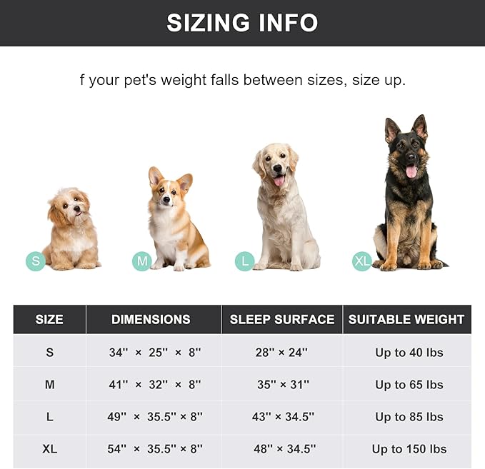 Cooling Elevated Dog Bed with Non-Slip Floor Protectors & Breathable Mesh, Raised Indoor & Outdoor Dog Cot Hammock, 41" L x 32" W x 8" Th, Medium, Grey