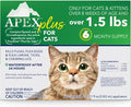 Apex Plus Cat Flea and Tick Treatment | 6-Month Supply, Over 1.5 lbs | Flea Treatment for Cats & Kittens | 24-Hour Activation, Waterproof, 30-Day Protection