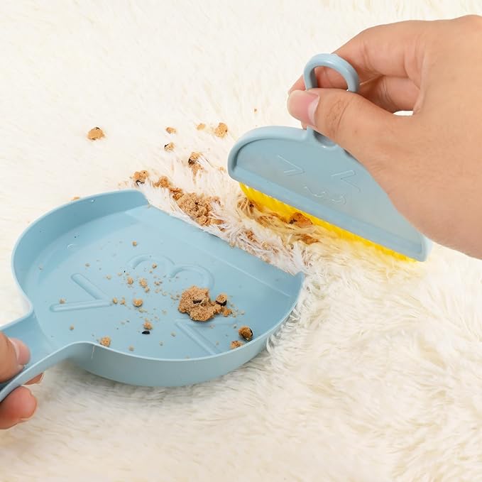 Small Broom and Dustpan Set,mini Compact Portable, for Home, Sofas, Kitchen countertops, Storage Shelves, Office desks, bathrooms, and pet Areas (Blue)