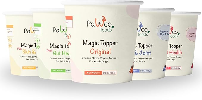 PawCo Magic Topper Hip & Joint Support - Vegan Dog Topper with Omega-3, Grain-Free Meal Enhancer for Senior Dogs, 160g
