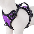 PHOEPET No Pull Dog Harnesses for Small Puppies Reflective Adjustable Front Clip Vest with 2 Metal Leash Attachment Hooks Soft Handle(S, Purple)