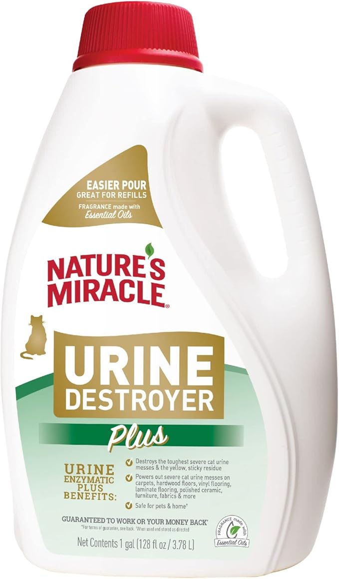 Nature's Miracle Urine Destroyer Plus for Cats, Enzymatic Formula for Severe Cat Urine Stains, 1 Gal