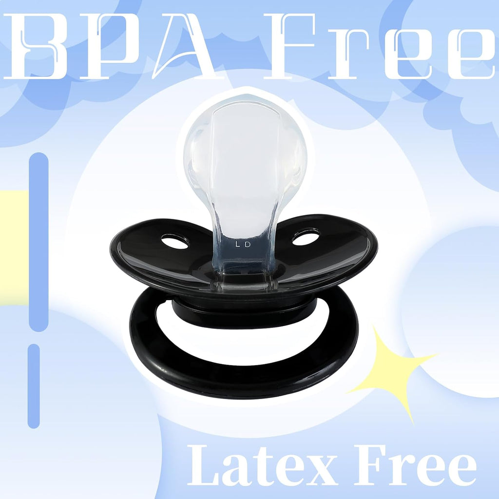 Halloween Big Adult-Size Pacifier: Cute Bear Binky for Anxiety Relief - Large Shield Paci with Case Black