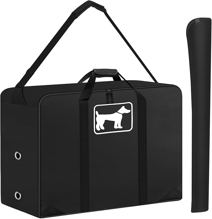 SIRUITON Dog Playpen Storage Bag Fits 45 H 8 Panels and 9 Stakes Foldable Exercise Pet Playpen, Dog Fence Travel Bag, with Reinforcing Plate & Shoulder