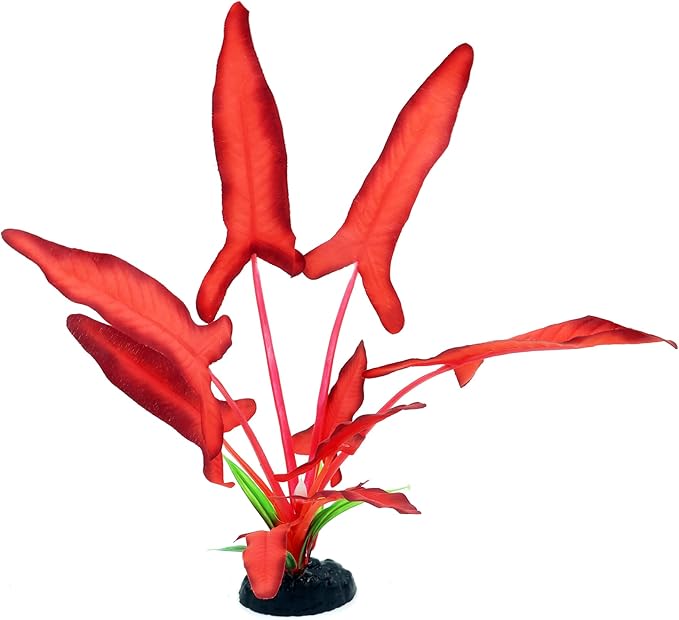 2-Pack 12 Inch Aquarium Silk Aquarium Plants, Artificial Plastic Plant for Small Tank, Goldfish, Fish Hides,Dark Red