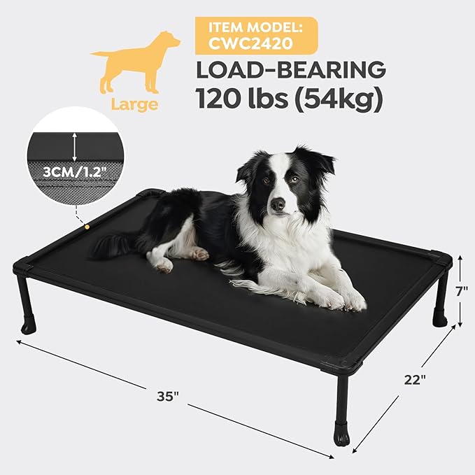 Veehoo Chew Proof Elevated Dog Bed, Durable Raised Dog Training Platform, Platform Dog Beds for Large Dogs, Raised Pet Cot Training System for Place, Agility, Indoor or Outdoor, CWC2420CP